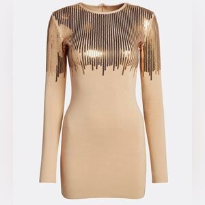 David Koma beige jersey dress sequin detail size small NWT